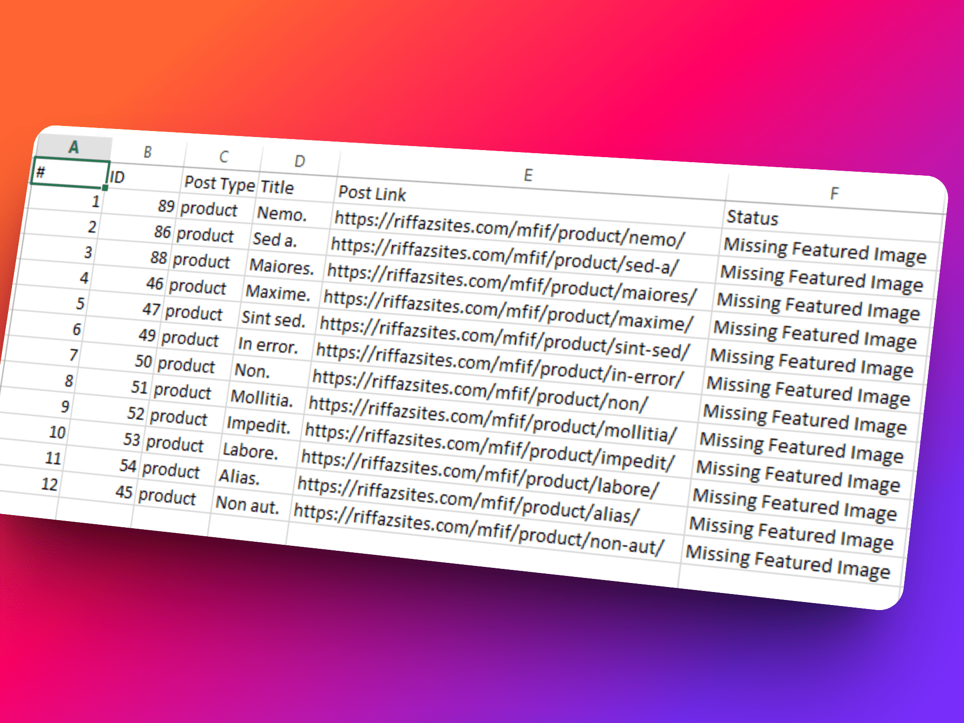 Export missing images to CSV
